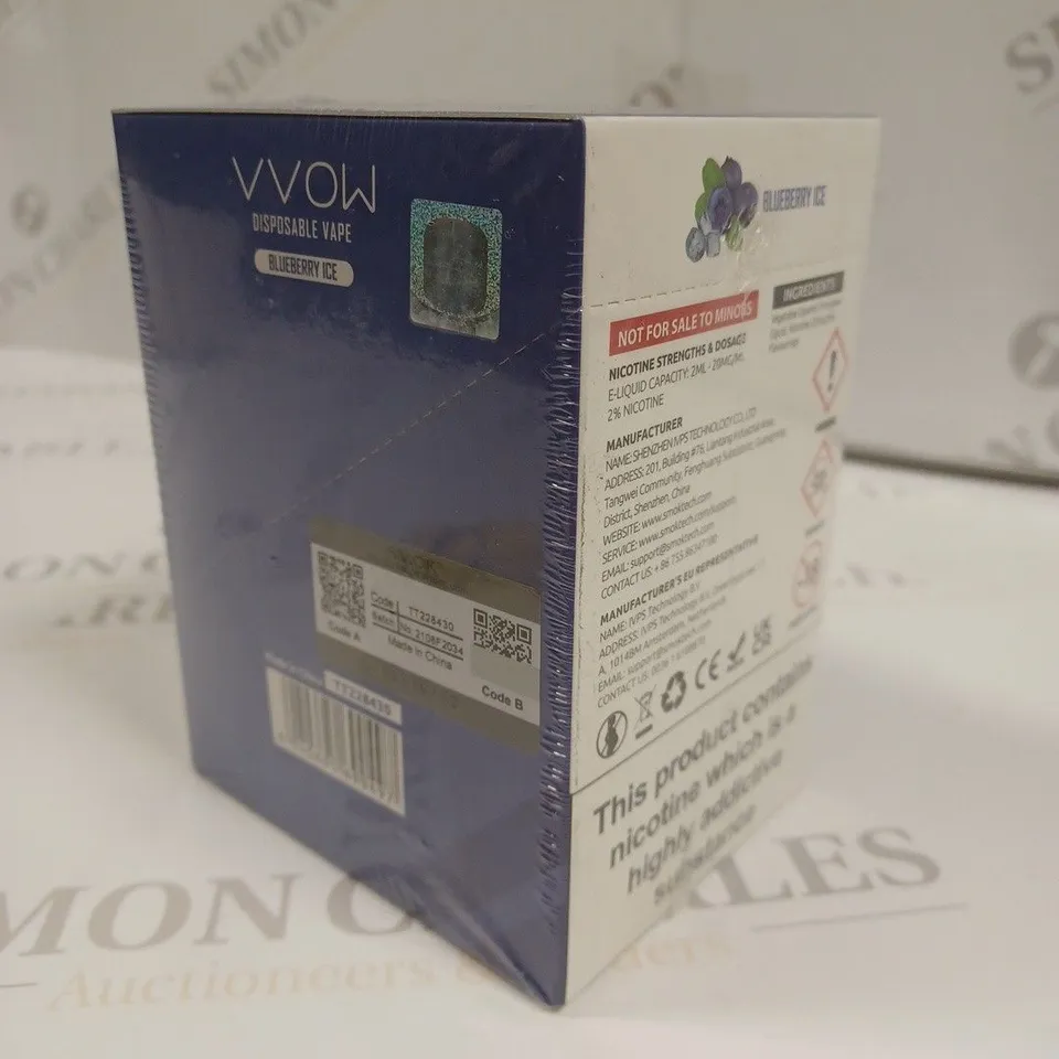 SEALED SMOK VVOW 10-PACK OF DISPOSABLE VAPES - BLUEBERRY ICE