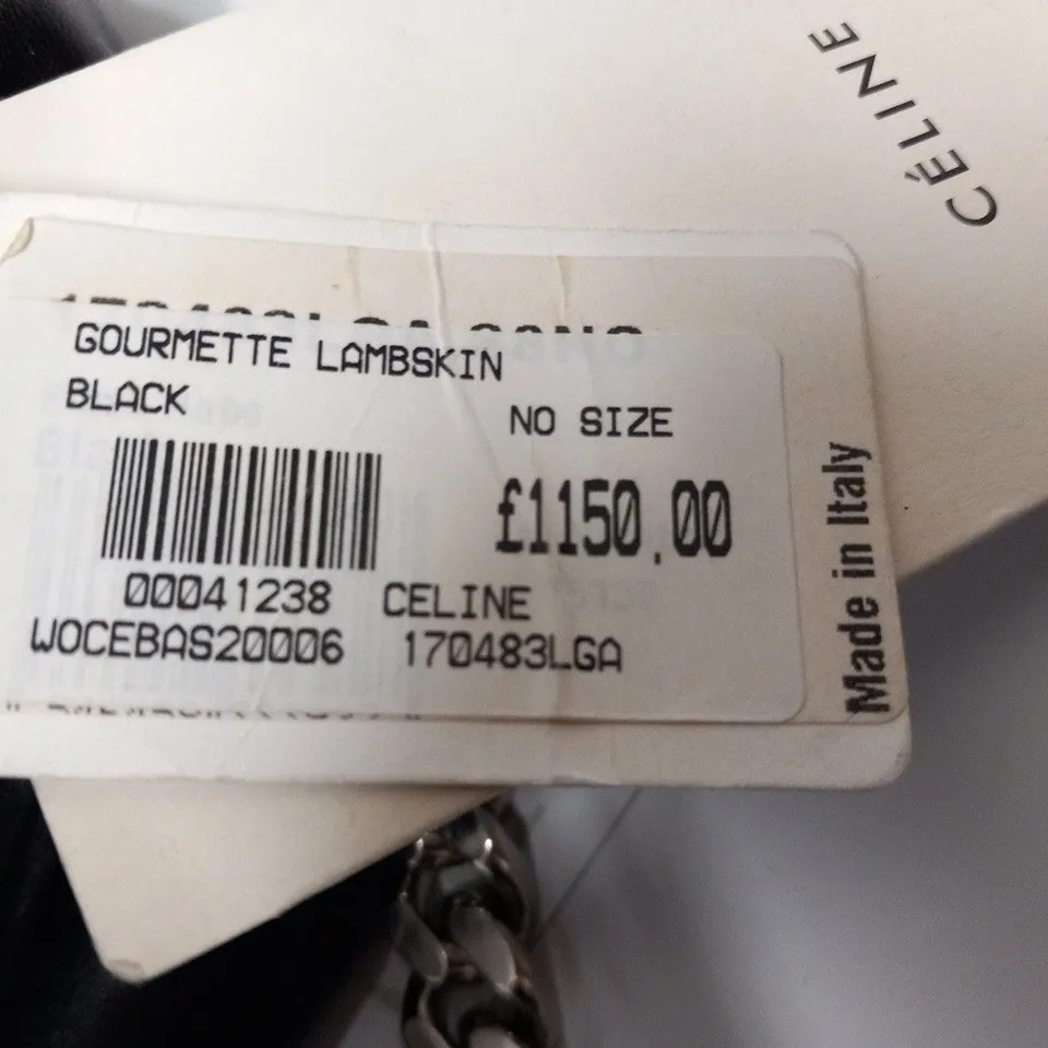 CELINE GOURMETTE LAMBSKIN BLACK BAG AND PURSE SET