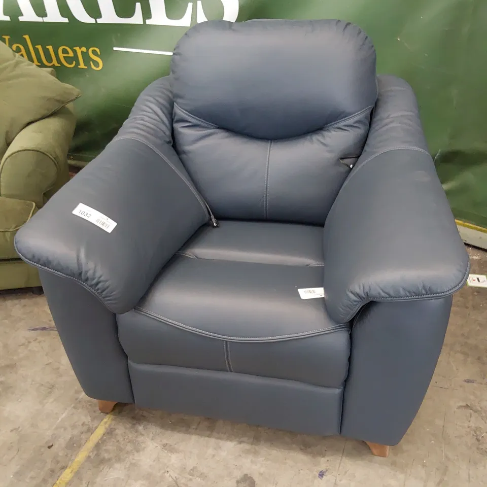 QUALITY BRITISH DESIGNER G PLAN JACKSON POWER RECLINING EASY CHAIR CAMBRIDGE NAVY LEATHER 