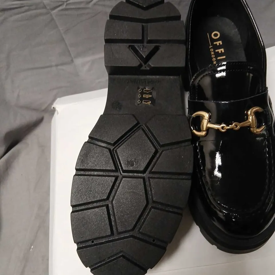 OFFICE LONDON BLACK PATENT SNAFFLE LOAFERS, UK 6 (EU 39)
