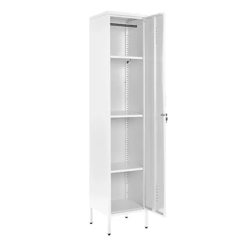 BOXED FARRANSHANE METAL LOCKER INDUSTRIAL RETRO TALL SLIM STORAGE SHOE CHEST - WHITE (1 BOX)