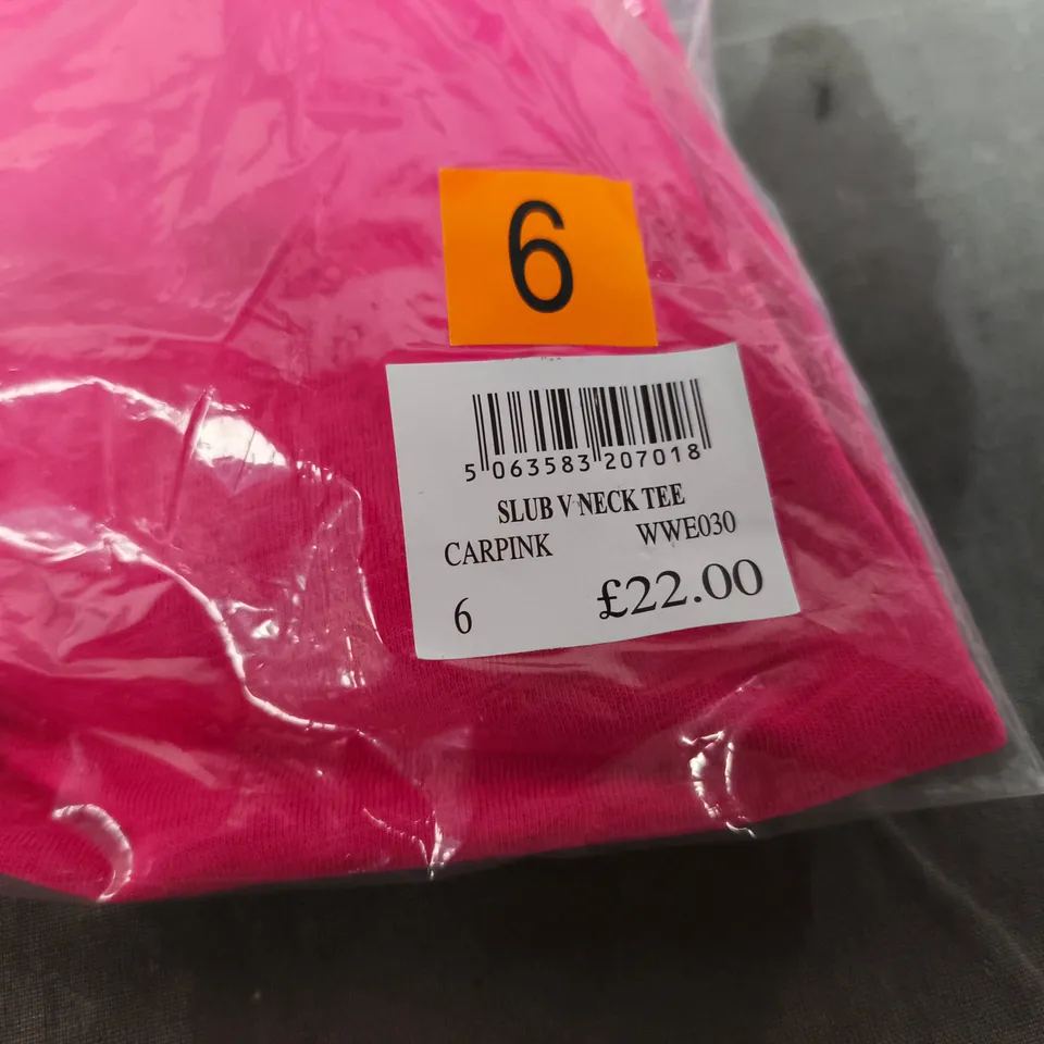 CREW CLOTHING COMPANY SLUB NECK TEE - PINK, UK 6