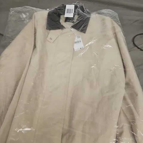 MANGO WILLY JACKET – BEIGE WOMEN’S JACKET WITH BLACK COLLAR, SIZE L