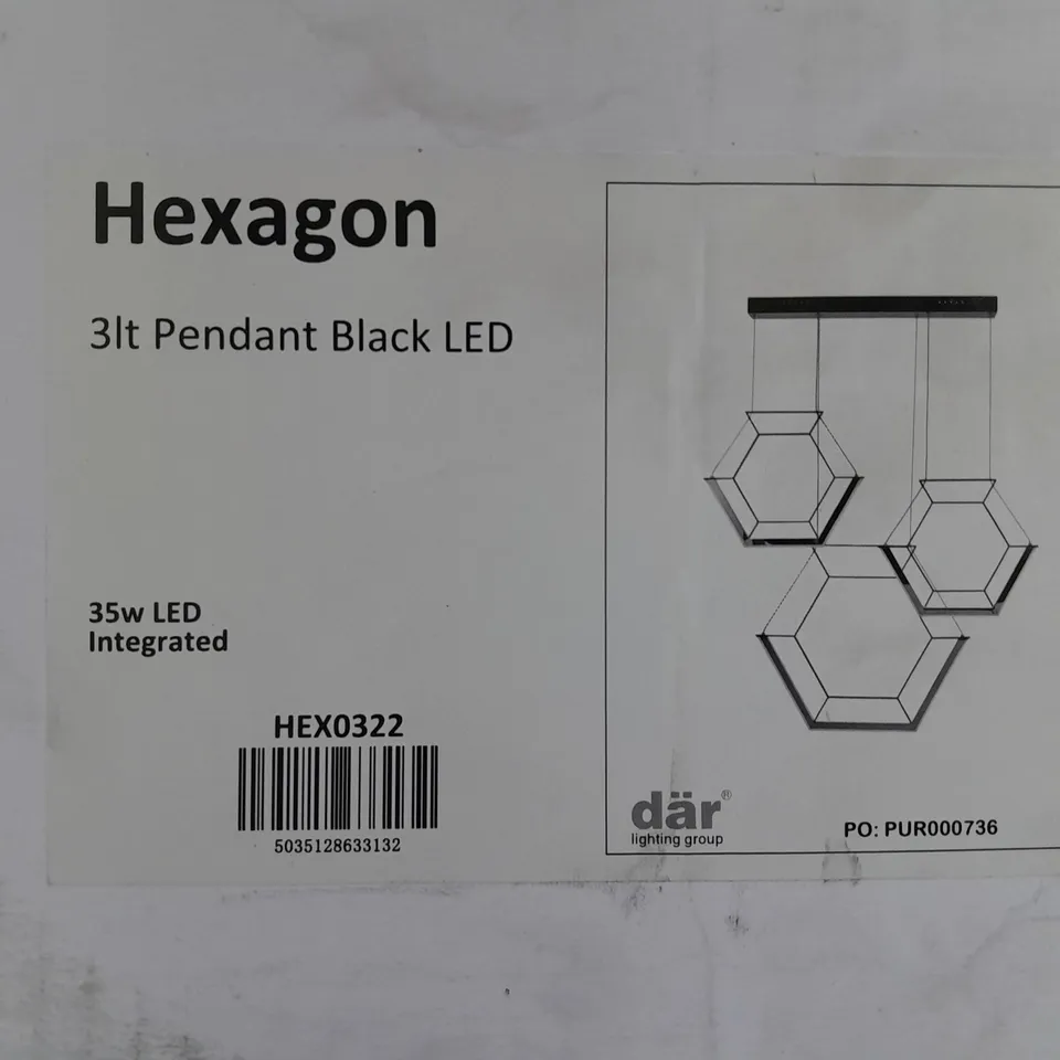 BRAND NEW BOXED DAR HEXAGON 3lt PENDANT BLACK (HEX0322)