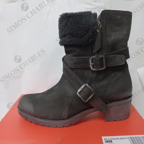 BOXED RUTH LANGSFORD CASUAL BOOTS, BLACK - SIZE 9