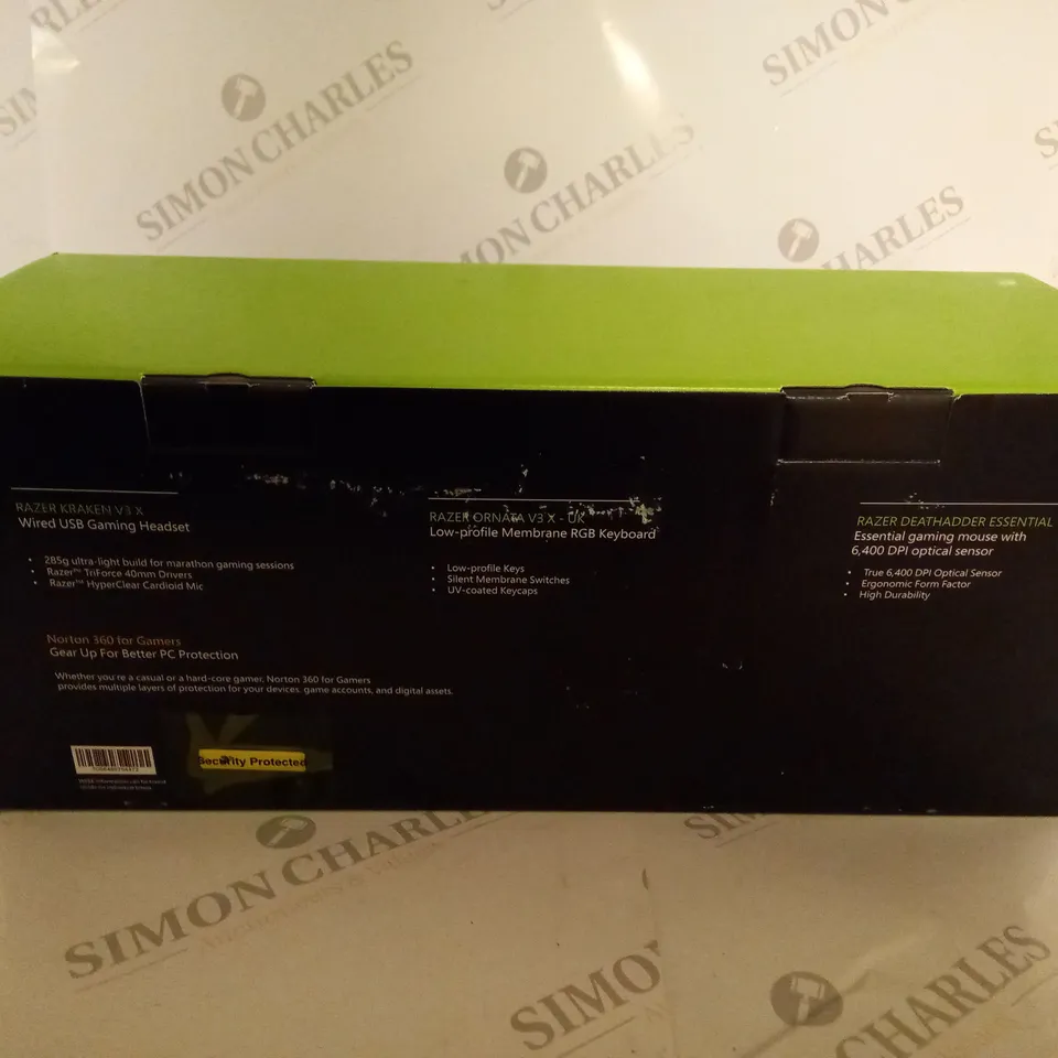 BRAND NEW BOXED GAMING BUNDLE 3 IN 1 TO INCLUDE RAZER KRAKEN V3 X WIRED USB GAMING HEADSET, RAZER ORNATA V3 X LOW PROFILE MEMBRANE  RGB KEYBOARD AND RAZOR DEATHADDER ESSENTIAL GAMING MOUSE