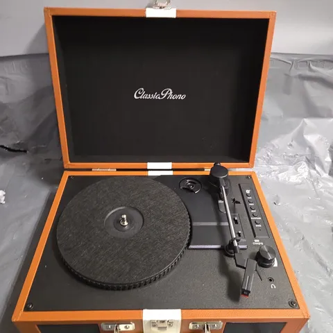 LENCO CLASSIC PHONO TURNTABLE WITH BLUETOOTH RECEPTION, BUILT-IN SPEAKERS AND RECHARGEABLE BATTERY
