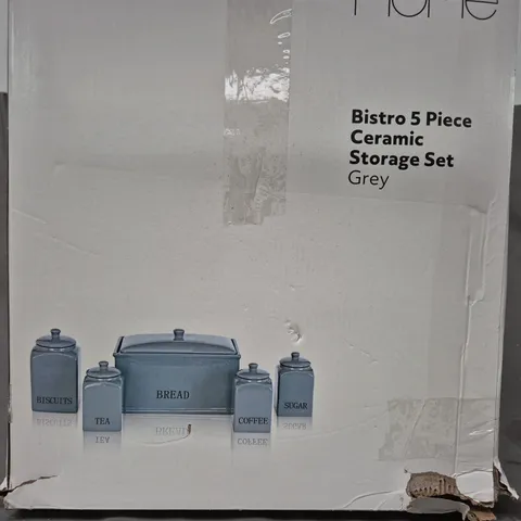 BOXED HOME BISTRO 5 PIECE CERAMIC STORAGE SET IN GREY