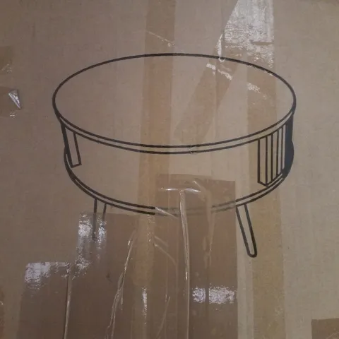 BOXED ROUND DINING TABLE - BIEGE/BLACK 