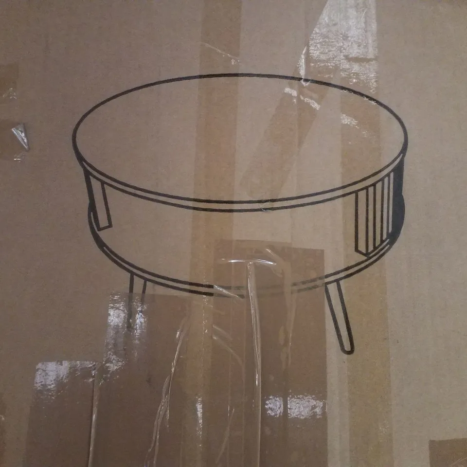 BOXED ROUND DINING TABLE - BIEGE/BLACK 