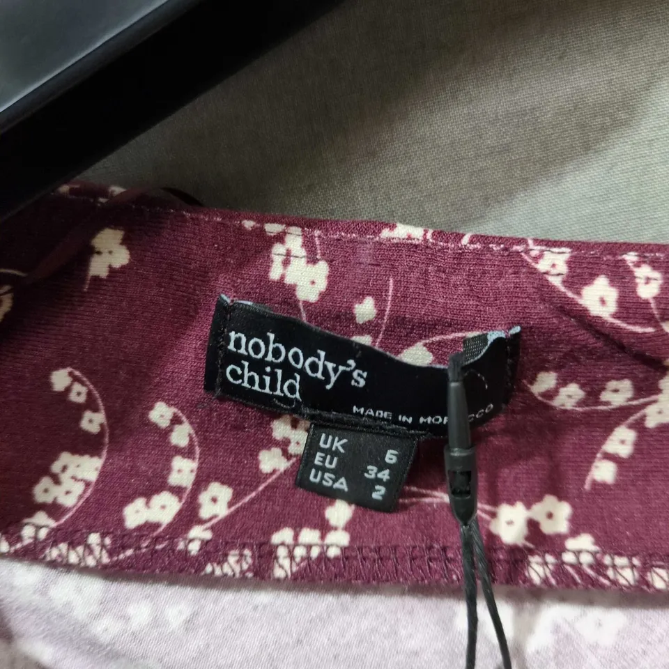 NOBODY'S CHILD GIRLS' FLORAL TOP – PURPLE WITH WHITE PRINT, UK 6 (EU 34, USA 2) – ECOVERO