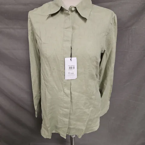 REISS CAPRI-LINEN SHIRT IN SAGE SIZE 10