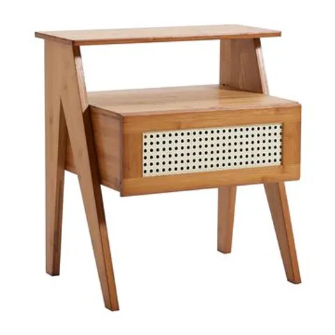BOXED WOODEN NIGHTSTAND STORAGE CABINET WITH SHELF