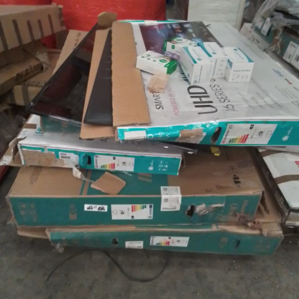 PALLET CONTAINING APPROX. 7 X ASSORTED TVS FOR SPARES AND REPAIRS ONLY