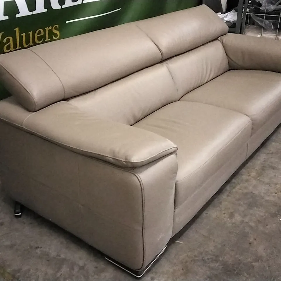 QUALITY ITALIAN DESIGNER MELO LARGE SOFA MUD LEATHER