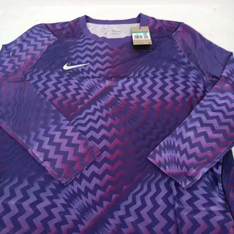 NIKE TRAINING TOP – PURPLE ZIGZAG PATTERN, LONG-SLEEVE - SIZE XL