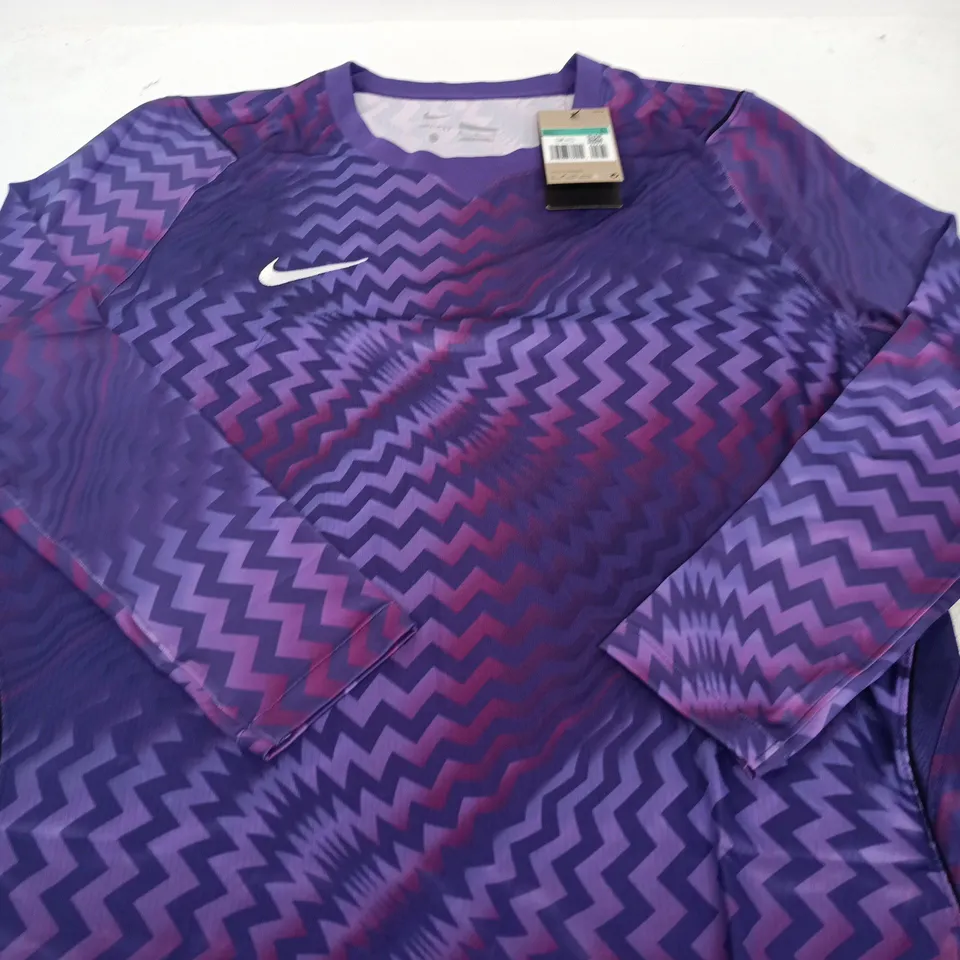 NIKE TRAINING TOP – PURPLE ZIGZAG PATTERN, LONG-SLEEVE - SIZE XL
