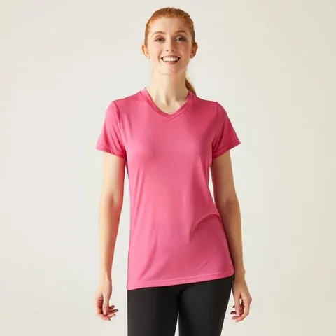 REGATTA WOMEN'S FINGAL V-NECK T-SHIRT FLAMINGO PINK SIZE 8