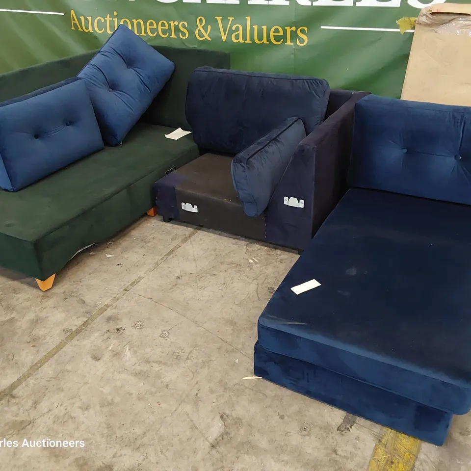 THREE ASSORTED UPHOLSTERED SECTIONS