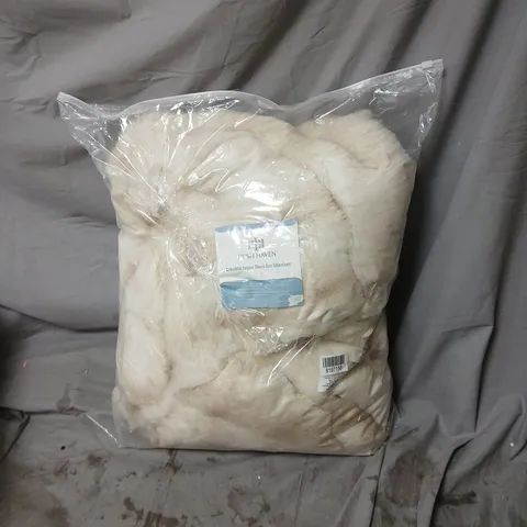 HUSH HAVEN DOUBLE LAYER FAUX FUR BLANKET – CREAM - UNBOXED 