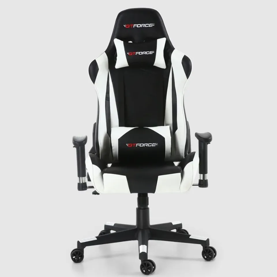 BOXED DESIGNER GT FORCE PRO FX LEATHER RACING SPORTS OFFICE CHAIR IN BLACK & WHITE