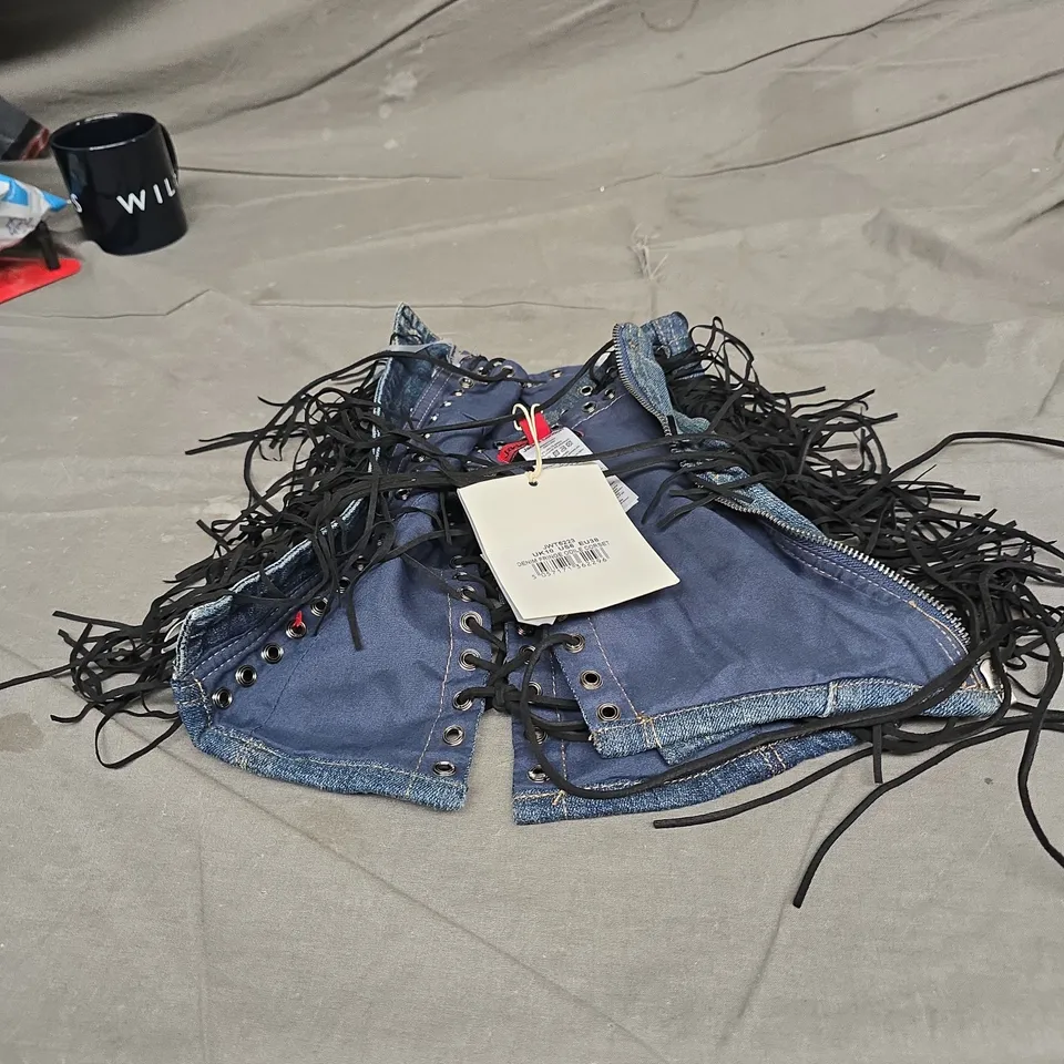 JADED LONDON DENIM FRINGE ODILE CORSET – UK 10 (US 6, EU 38)