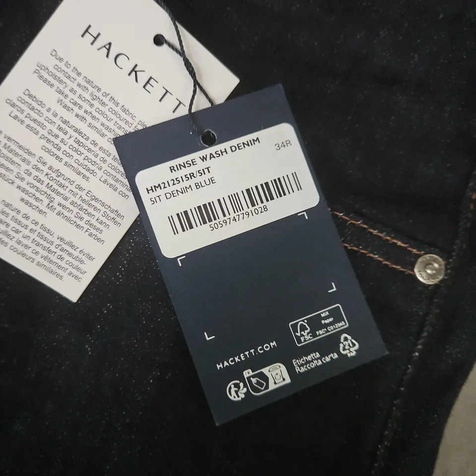 HACKETT LONDON MEN'S JEANS – DARK WASH DENIM, UK 34R (REGULAR)