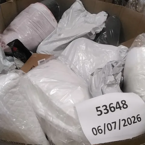 A PALLET CONTAINING A LARGE QUANTITY OF ASSORTED PILLOWS ETC