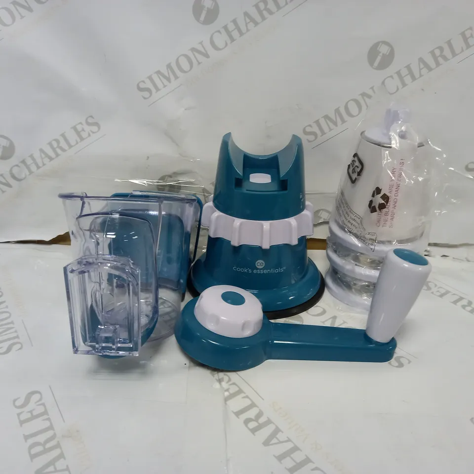 COOK'S ESSENTIALS SPEED GRATER & SLICER WITH SUCTION BASE - TEAL