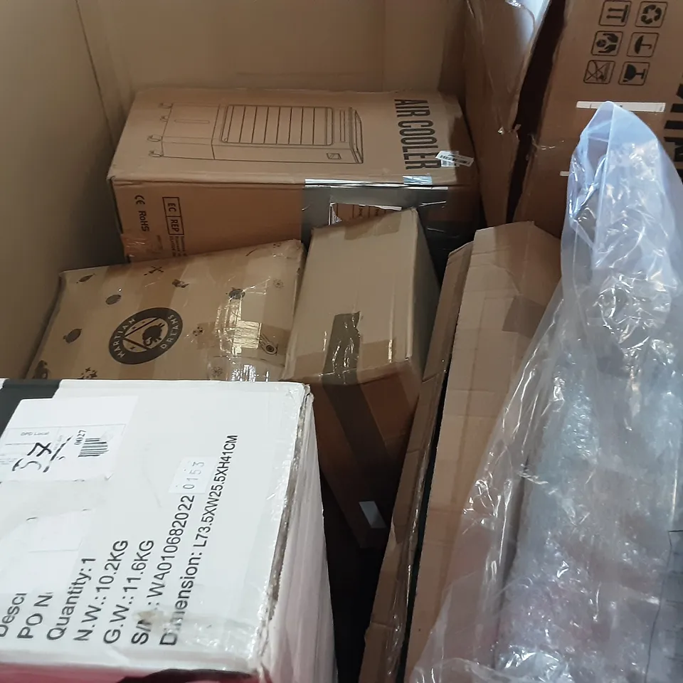 PALLET OF ASSORTED PRODUCTS INCLUDING LLIVEKIT AIR FRYER, SUNPOW ELECTRIC PRESSURE WASHER, KUYAL CHAIR MAT FOR CARPET, AIR COOLER, MARTIAN DREAMS, YOUNIKE