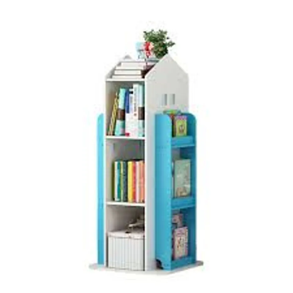 BOXED NEO HOUSE SHAPED 360 ROTATING KID'S FREESTANDING BOOKSHELF (1 BOX)