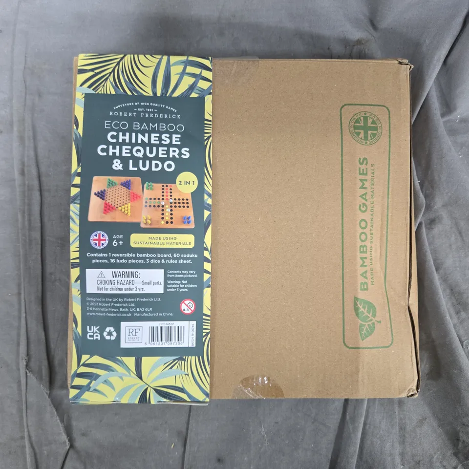 BAMBOO GAMES ECO BAMBOO CHINESE CHEQUERS & LUDO - 2 IN 1 WOODEN BOARD GAME