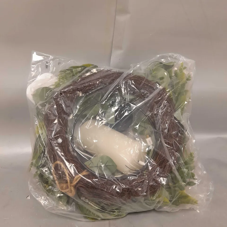 BOXED HOME REFLECTIONS 3 IN 1 FLAMELESS CANDLE WITH WREATH SET - SAGE