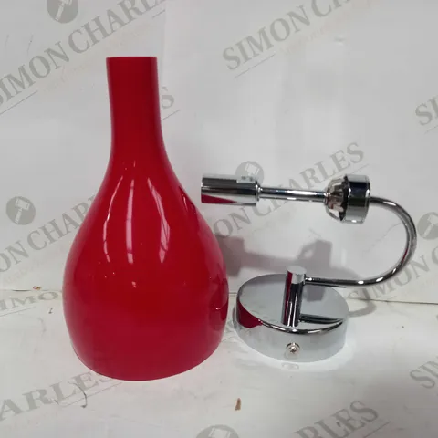 DAR LIGHTING GROUP SOHO 1LT WLL BRACKET - POLISHED CHROME FINISH, RED GLASS SHADE - COLLECTION ONLY