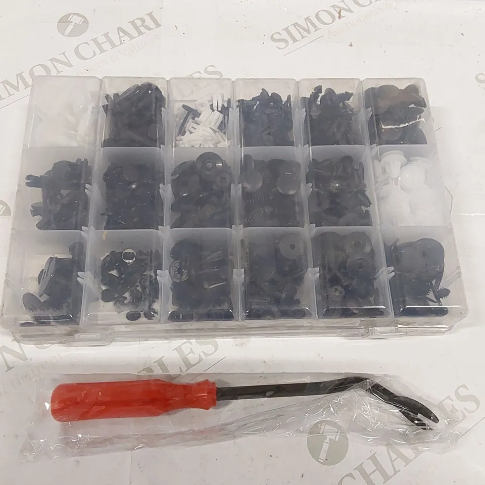 BOXED 415 PCS CAR FENDER CLIPS KIT, 18 SIZES PUSH BUMPER FASTENER RIVET CLIPS, PLASTIC RIVETS RETAINERS PANEL BUMPER FASTENER KIT WITH CONTAIN BOX (1 BOX)