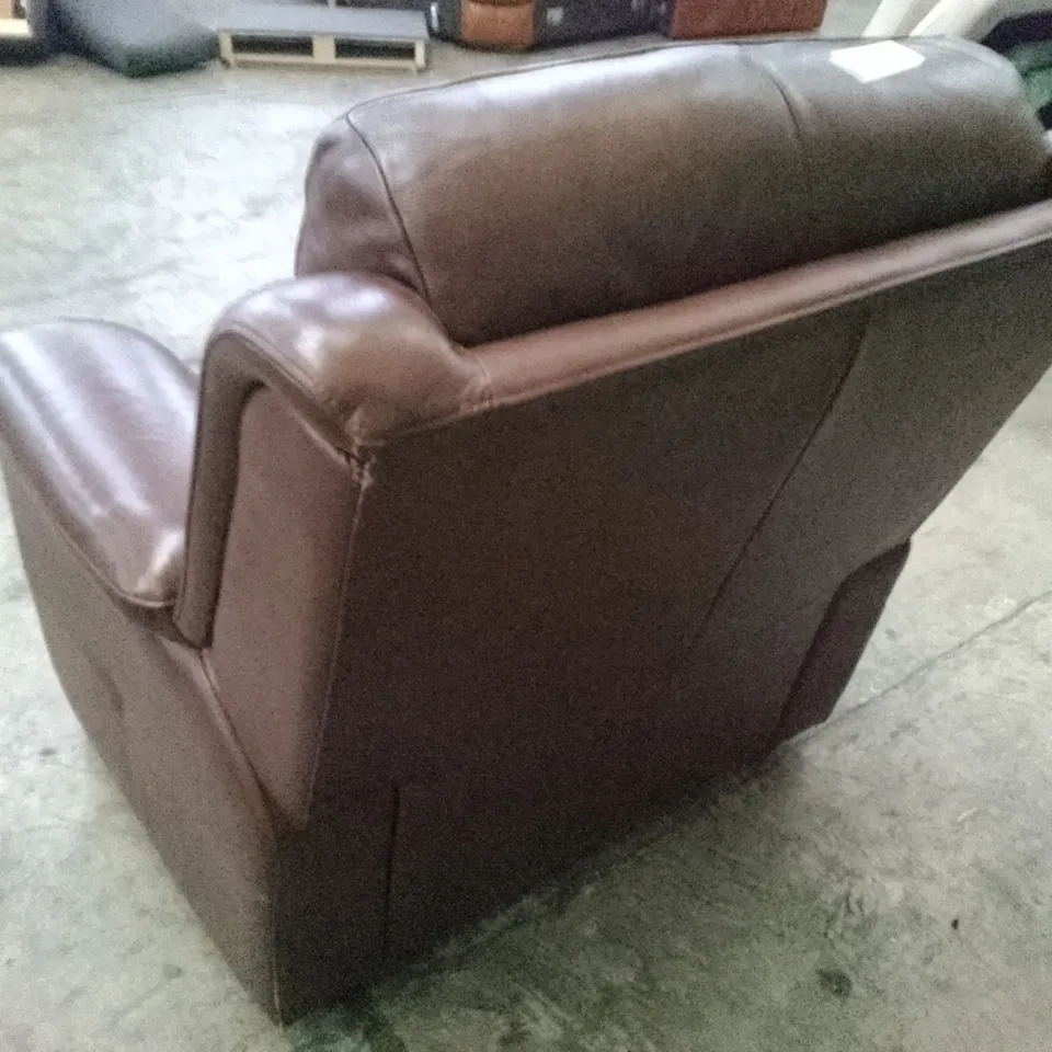 QUALITY DESIGNER ARMCHAIR - BROWN LEATHER