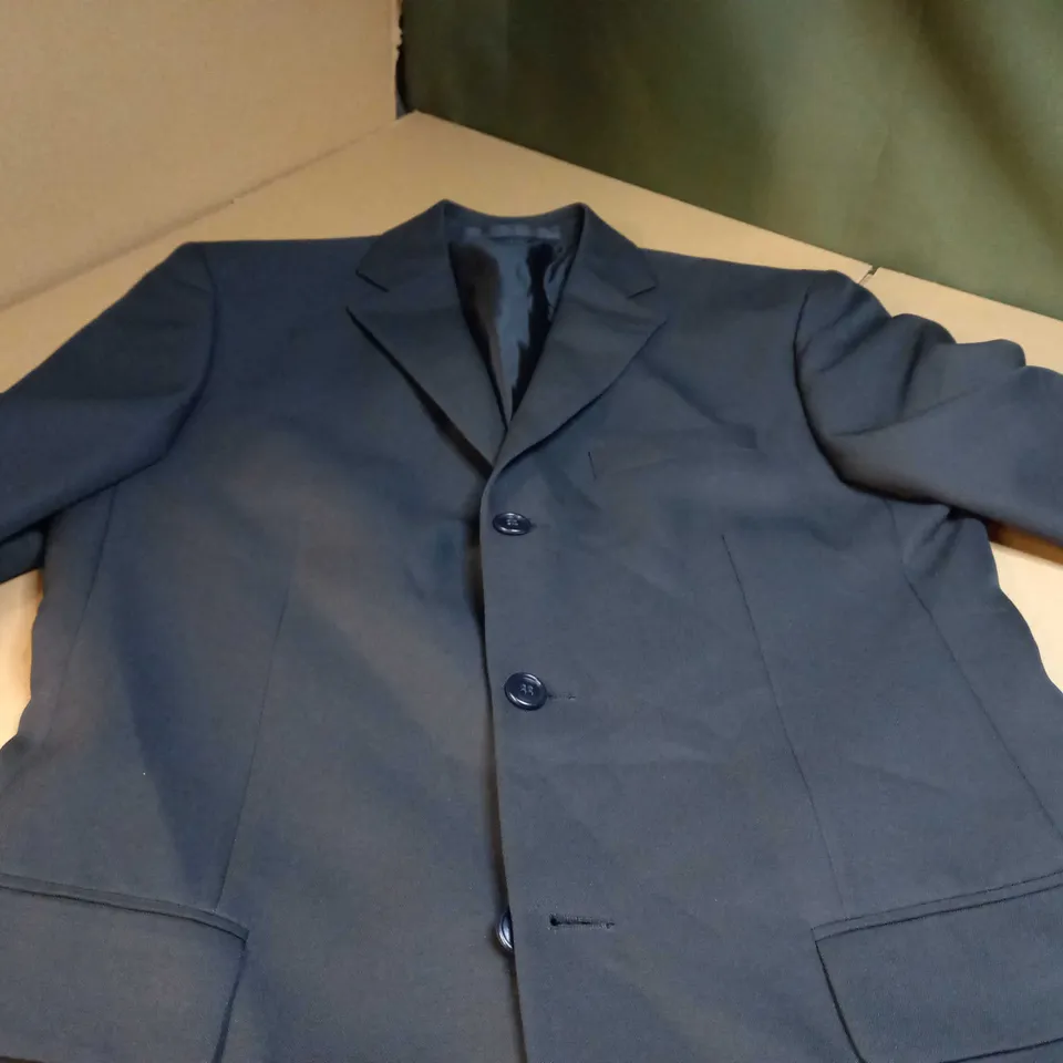 DESIGNER BLACK BUTTON THROUGH MENS LONGLING BLAZER