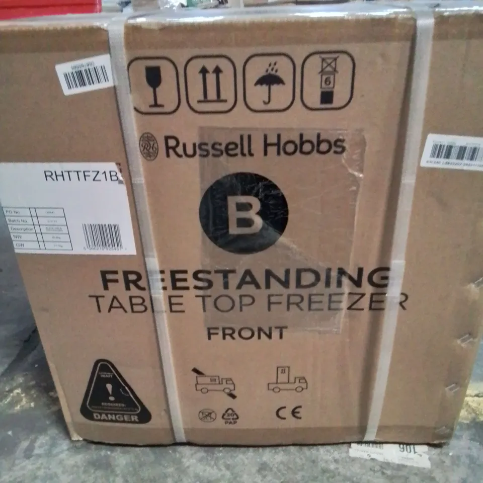 BRAND NEW BOXED RUSSELL HOBBS FREESTANDING TABLE TOP FREEZER IN BLACK