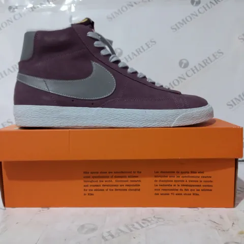 BOXED PAIR OF NIKE BLAZER MID PRM SUEDE SHOES IN PURPLE UK SIZE 11