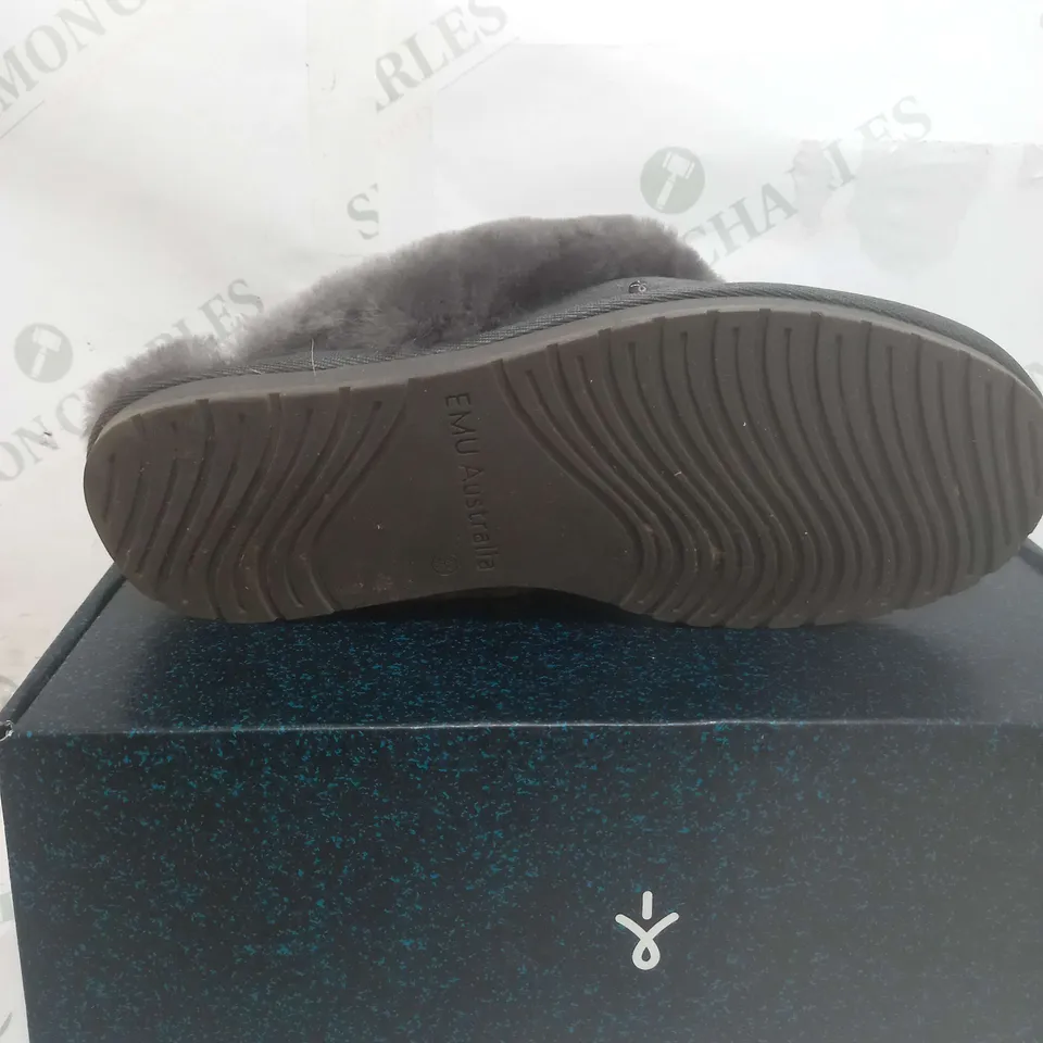 BOXED EMU NEST JOLIE SHEEPSKIN SLIPPERS, CHARCOAL - SIZE 7