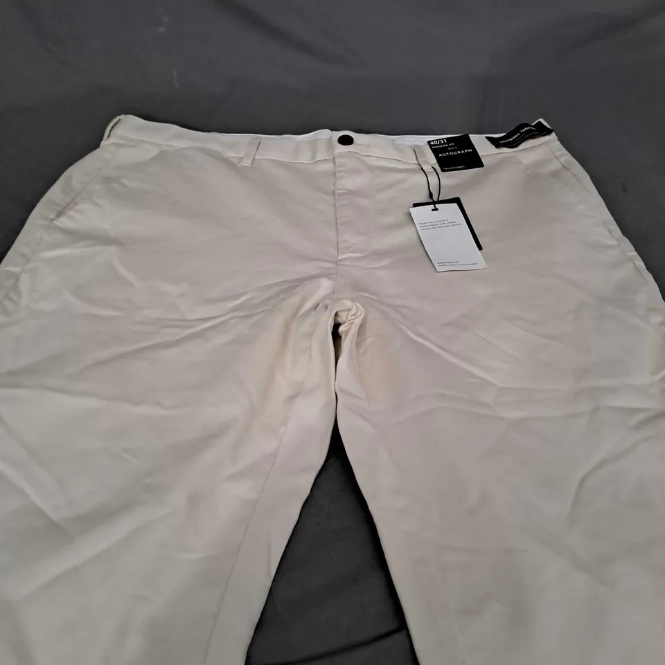 AUTOGRAPH REGULAR FIT SMART TROUSERS IN CREAM - W40 L31