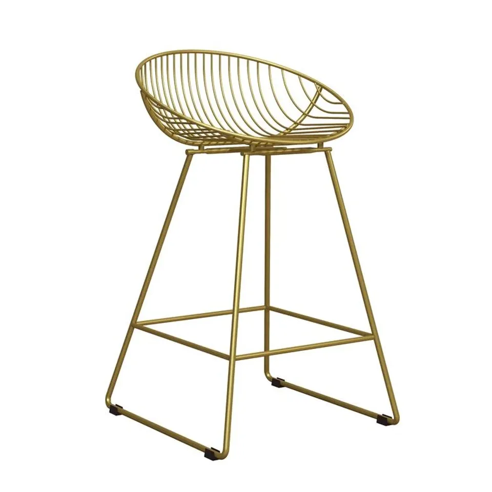 BOXED COSMO LIVING BY COSMOPOLITAN 60.96cm BAR STOOL WITH METAL FRAME - ELECTROCPLATED GOLD (1 BOX)