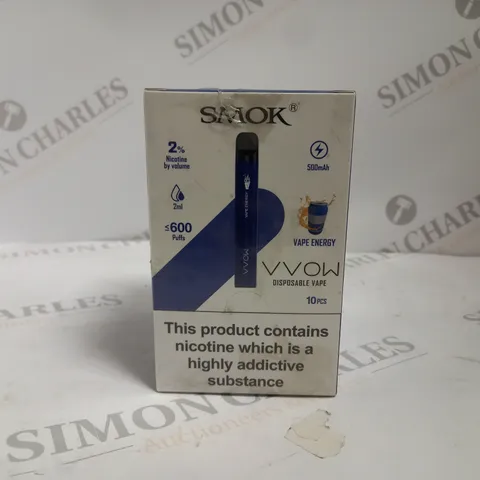 BOXED AND SEALED SMOK VVOW DISPOSABLE VAPE 10 PACK VAPE ENERGY