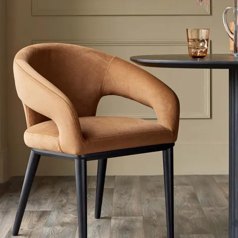 BOXED DANETTI HEATH CARAMEL PLUSH FABRIC DINING CHAIR