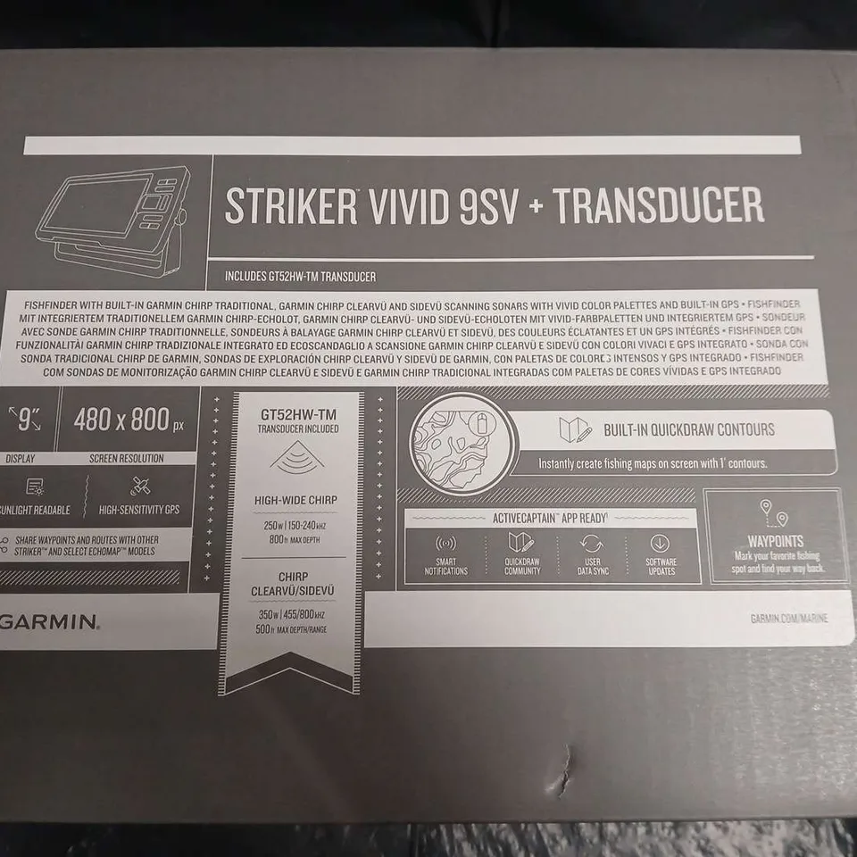 BOXED GARMIN STRIKER VIVID 9SV + TRANSDUCER FISHFINDER