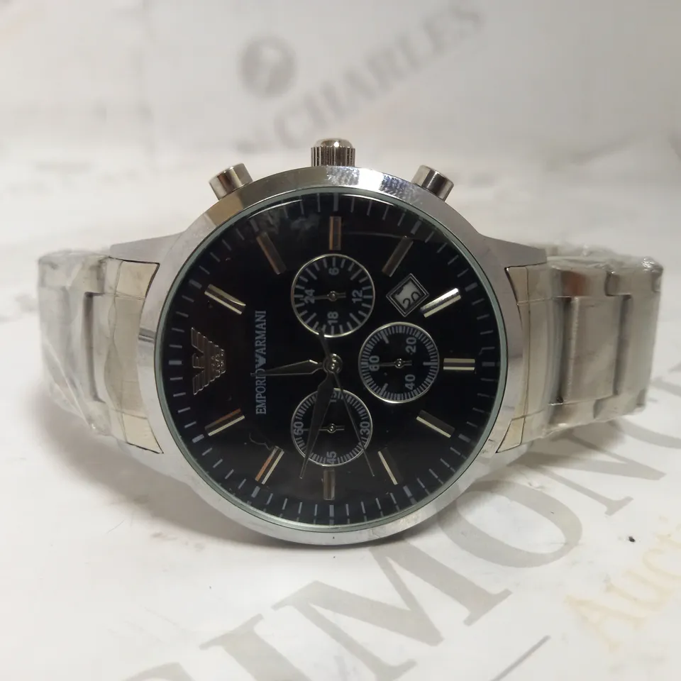 EMPORIO ARMANI CHRONOGRAPH STAINLESS STEEL STRAP WATCH