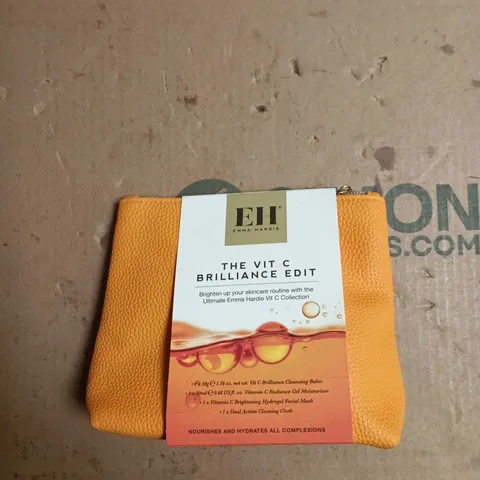 EMMA HARDIE VITAMIN C BRILLIANCE EDIT SKINCARE SET – CLEANSING BALM, RADIANCE GEL MOISTURISER, HYDROGEL FACIAL MASK (ORANGE POUCH)