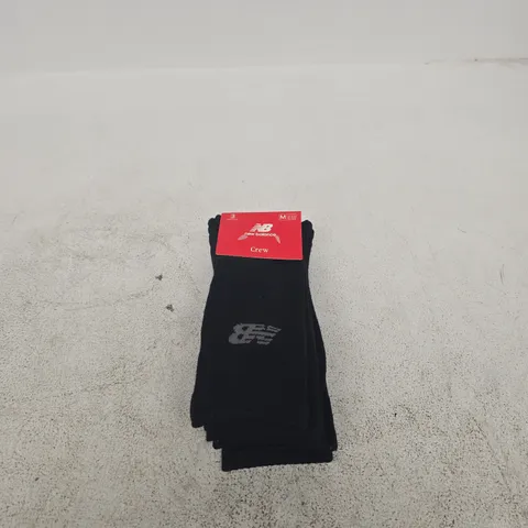 NEW BALANCE BLACK SOCKS 3 PACK 7-8.5