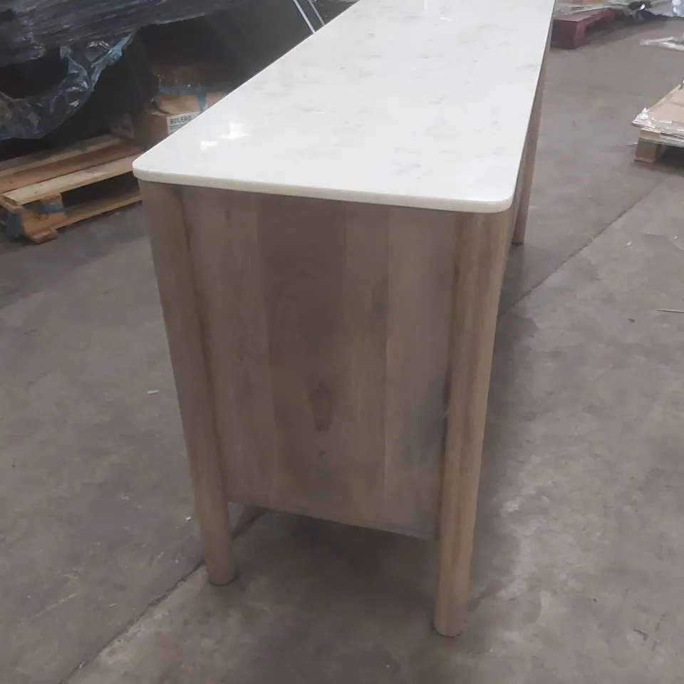 NASYAH SOLID WOOD AND MARBLE TOP SIDEBOARD 152 CM RRP £1099.99