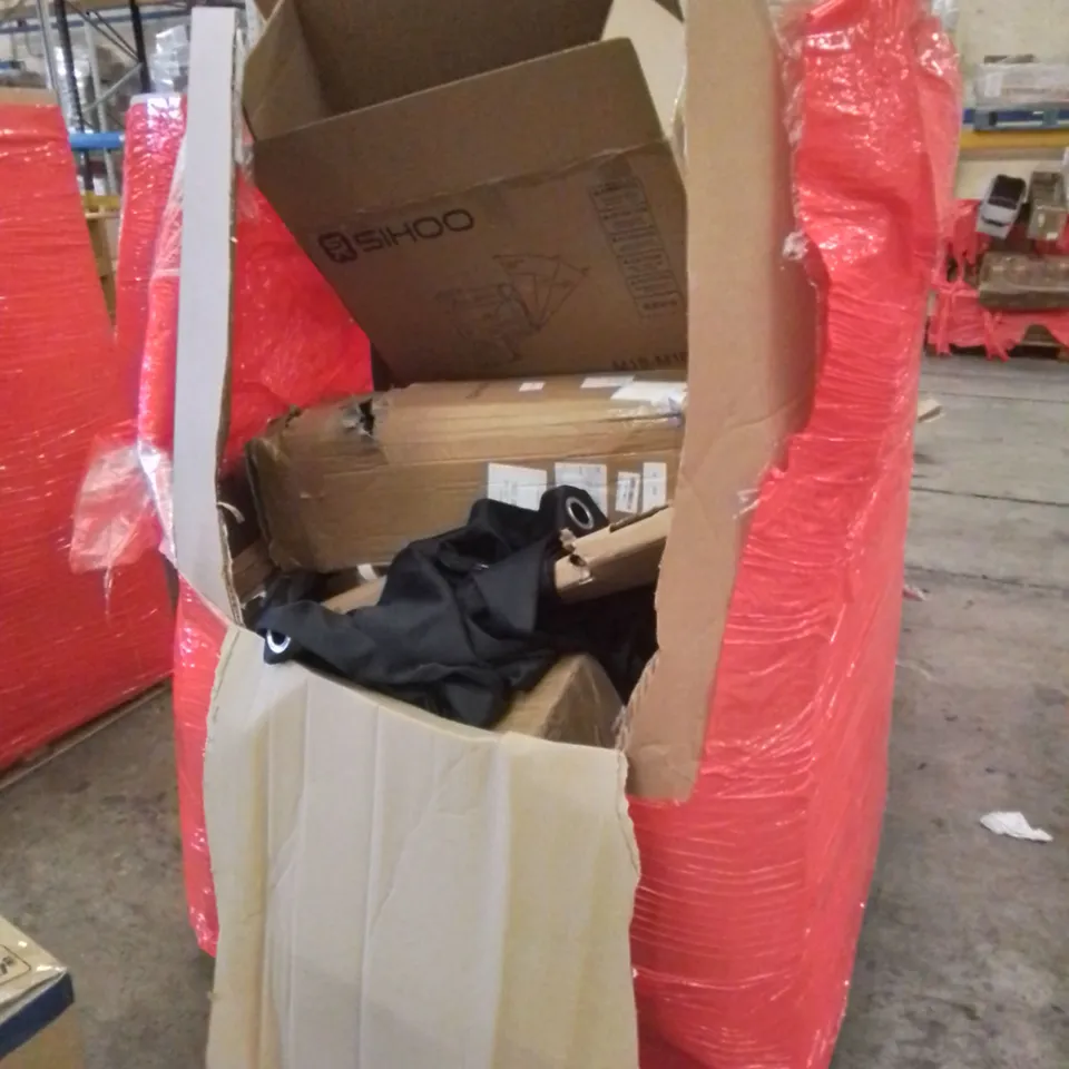 PALLET CONTAINING ASSORTED HOUSEHOLD PRODUCTS. INCLUDES TOASTER, AIR COOLER, PLASTIC FOOD STORAGE CONTAINERS ETC 